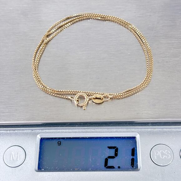 Vintage Ross Simons Italy Sterling Silver 925 Gold Tone Box Chain Necklace 18" - Picture 3 of 3